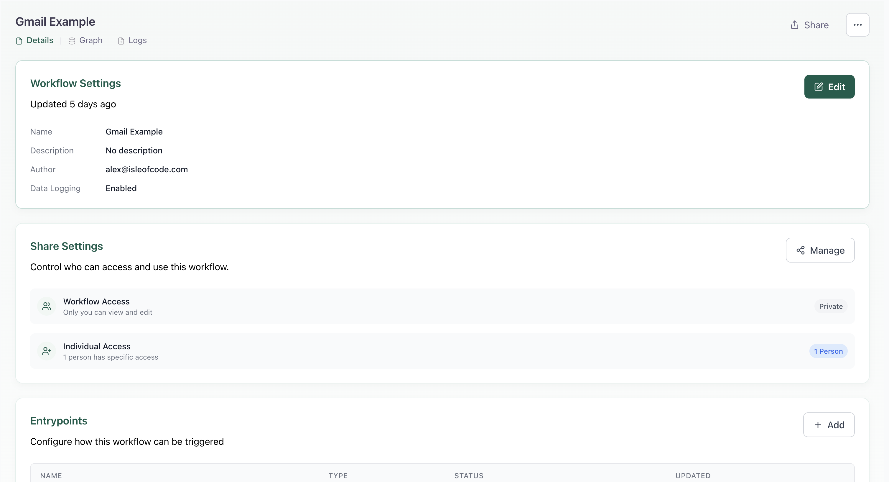 Workflow View Page