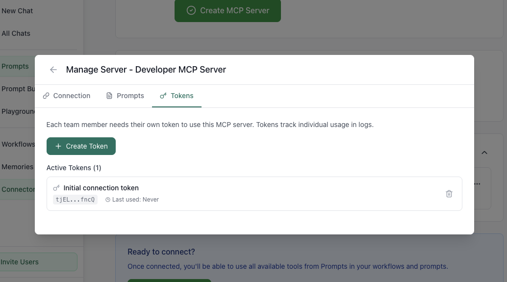 Prompt Manage Tokens