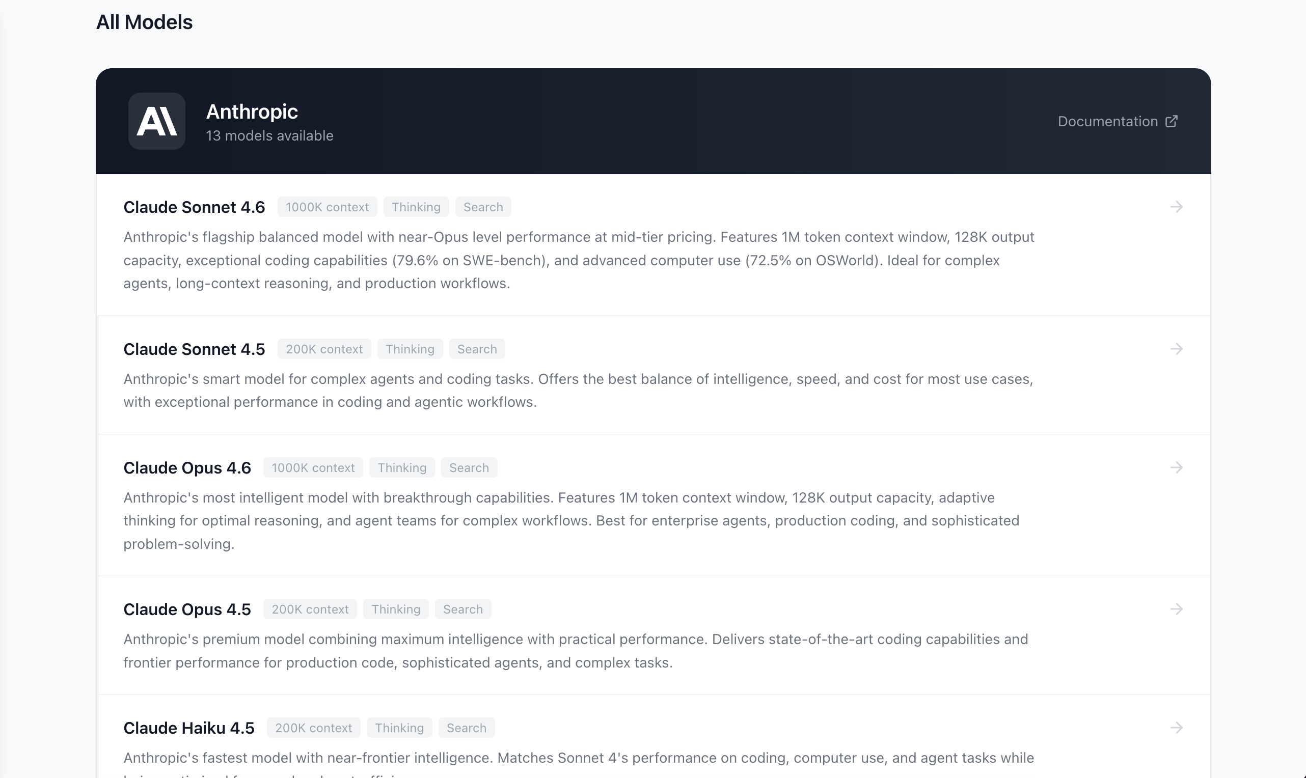 All Models - Claude Sonnet 4.6