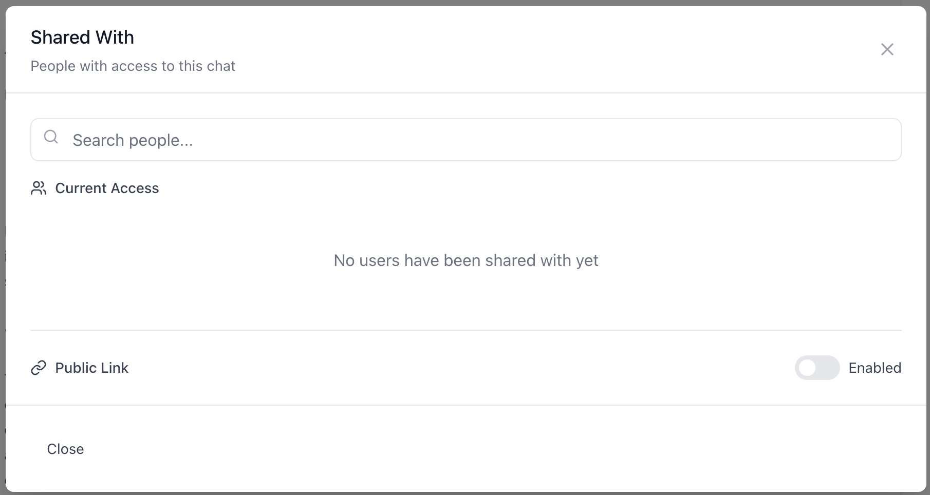 Internal Sharing Interface