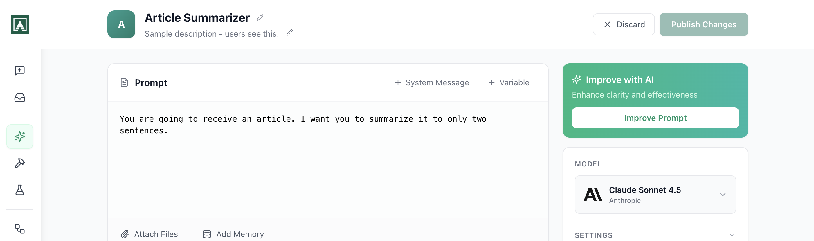 Prompt builder interface