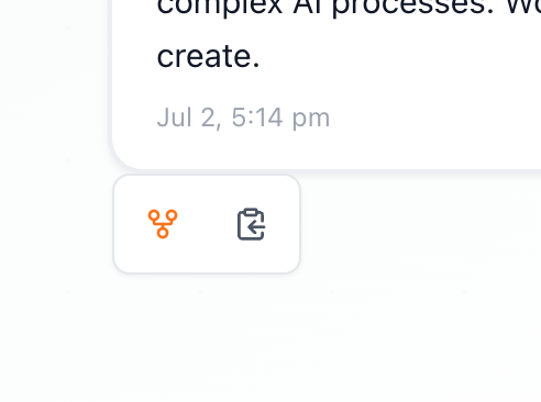 Fork button in an Aisle conversation, showing how to branch at any message
